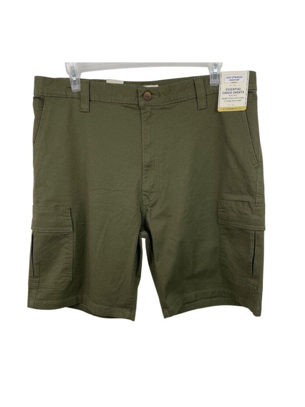 Levis Strauss Signature Mens Size 40 Dark Green Essential Cargo Shorts